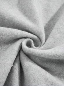 SHEIN EZwear Cartoon & Letter Graphic Drawstring Thermal Lined Hoodie - Grey - View 6