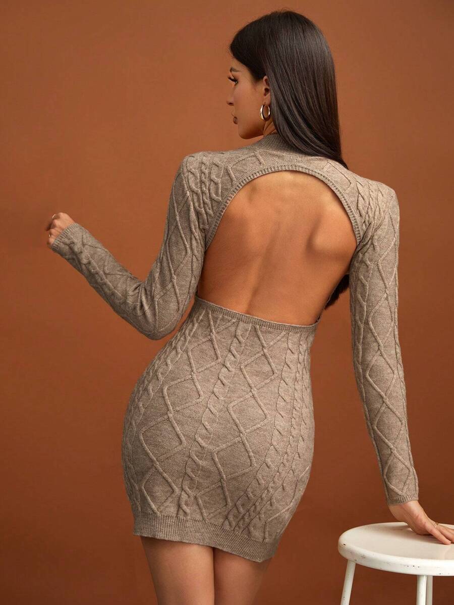 SHEIN Tall Women's Slim Fit Hollowed Back Sweater Dress
