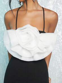 SHEIN BAE 拼接荷葉邊吊帶連體褲 - 黑與白 - 查看 5