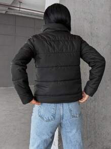 EURMUSE Women's Padded Jacket With Pockets - Black - View 2