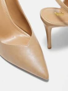 SheIn BIZ Women's Fashionable Pointed Toe High Heel Shoes With Hollow Out Design - Khaki - View 8