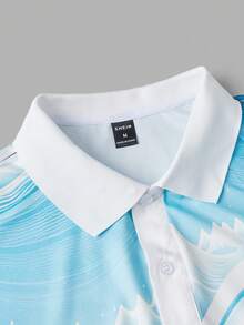 Manfinity Homme Nam Khối màu Áo polo Với Mô hình sóng Vòng cổ - Nhiều màu - Xem 5