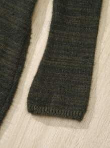 SHEIN Clasi 條紋圖案拼接蕾絲邊毛衣洋裝 - 綠色 - 查看 6