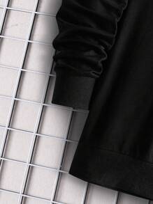 Manfinity Homme Men Plus American Flag & Slogan Graphic Drop Shoulder Sweatshirt - Black - View 3