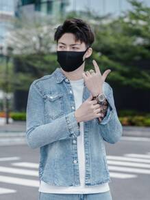 Claim Dot Men Flap Pocket Denim Shirt - Baby Blue - View 6