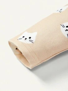 Cozy Pixies 女嬰卡通圖案毛絨套頭衫和褲子