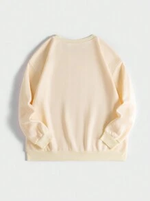 Flirla Áo len chui đầu lót ấm in hình ô tô và chữ cái Plus dành cho mùa thu - Màu be - Xem 2