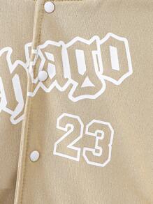 SHEIN Baby Boy Letter Graphic Striped Trim Varsity Jacket Without Tee - Multicolor - View 4