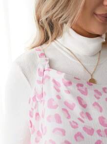 Cozy Pixies 1pc Pink Leopard Print Nursing Top With Ruffle Detail - Multicolor - View 2