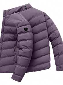 Manfinity Homme Men's Loose Fit Zip Up Padded Coat - Purple - View 3