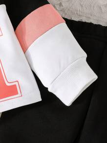 Baby Girl Letter Graphic Colorblock Sweatshirt & Sweatpants - Multicolor - View 5