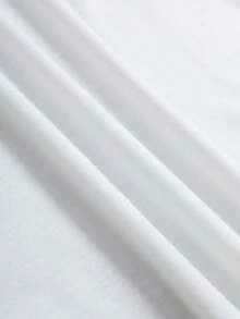 SHEIN EZwear 字母圖案T恤 - 白色 - 查看 4