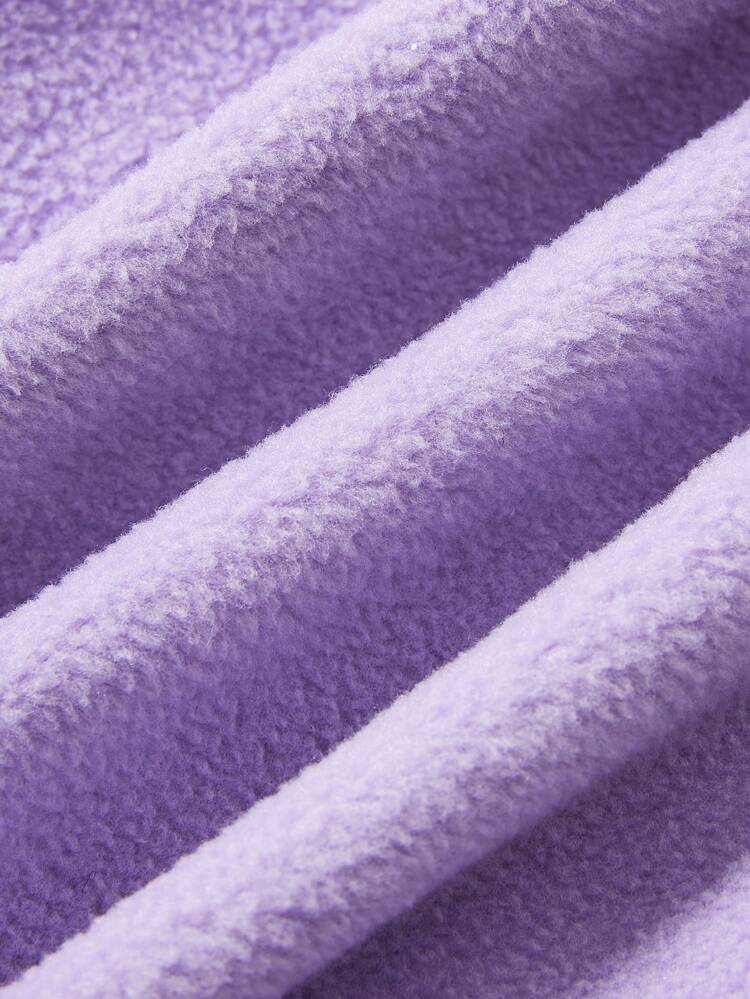 Baby Girl Cartoon Graphic Kangaroo Pocket Half Zip Sweatshirt & Pants & Hat