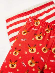 Baby Girl 2pcs Christmas Print Tee & 2pcs Striped Pants