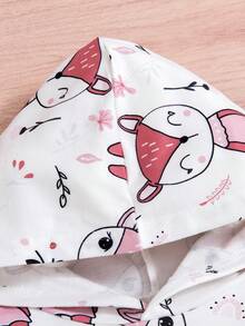 SHEIN Young Girl Cartoon Print Hoodie & Sweatpants - Pink - View 6