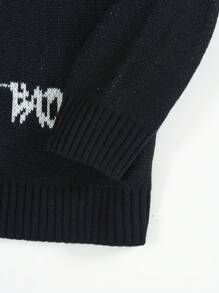 Flirla Pull oversize à motif slogan et dessin animé, tricot d'automne et d'hiver - Multicolore - Voir 3