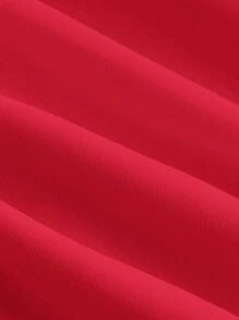 SHEIN MOD Solid Ruffle Trim Ruched Halter Red Long Dress,Valentine Outfits