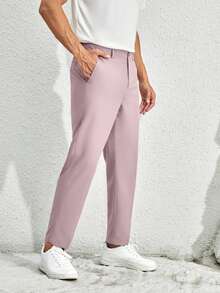 Manfinity NiteLyfe Nam Túi nghiêng Chất rắn Quần tây - Hồng - Xem 4