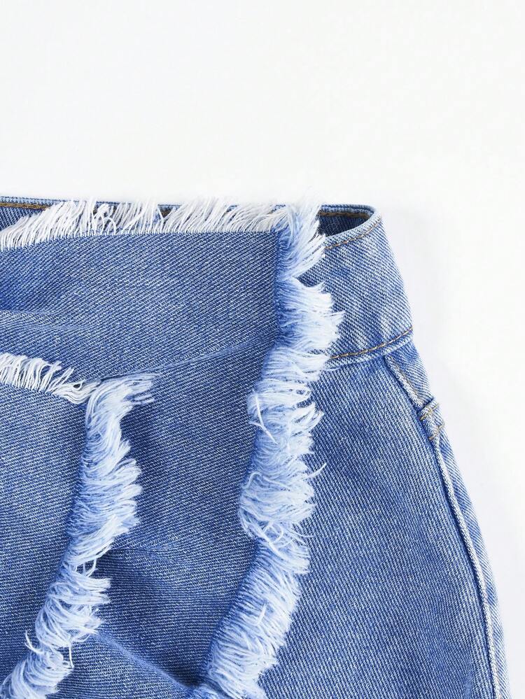 Ruffle Trim Ruffle Trim Denim Skirt