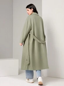 Mulvari 西裝領雙排釦腰帶花呢外套 - 綠色 - 查看 5