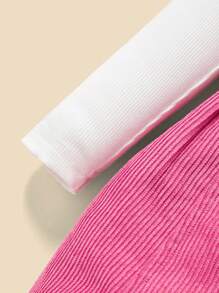 SHEIN Baby Girl Solid Tee & Overall Dress - Multicolor - View 3