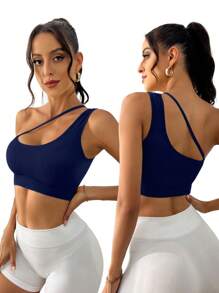 3pcs One Shoulder Cut Out Sports Bra - Multicolor - View 2