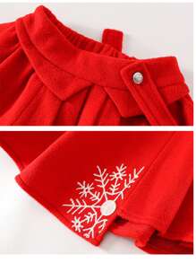 Tween Girl 1pc Batwing Sleeve Shawl Collar Coat & 1pc Belted Skirt - Red - View 3