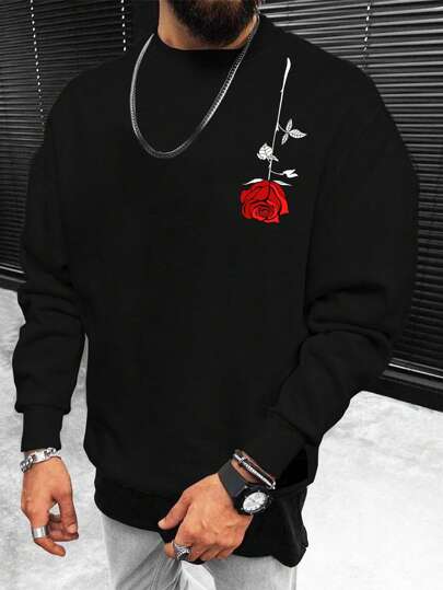 GENTILAND Män Plus Blommigt Mönster Sweatshirts