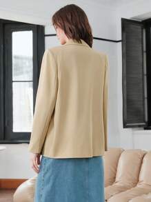 Chiquease Solid Double Breasted Blazer Fall Cloth For Women - Khaki - View 2