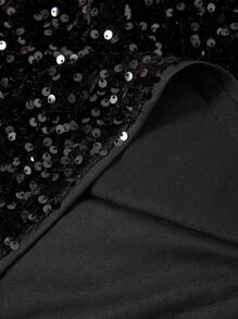 SHEIN ICON 十字交叉後背繫帶亮片掛脖洋裝 - 黑色 - 查看 7