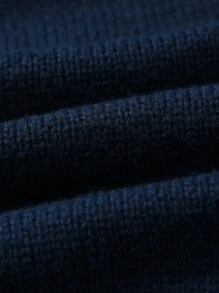 Manfinity Homme Hombres Jersey tejido de cable botón cuarto - azul real - Ver 7