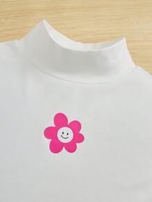 3入組青少女針織花紋立領T恤 - 彩色 - 查看 6