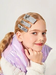 3入組/套時尚酷女孩銀PU皮革星星髮夾套裝適用於街頭風,日常穿著,攝影,和旅行 - 銀色 - 查看 6