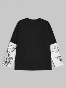 ROMWE Grunge Punk Bộ đồ nữ cổ tròn cổ tròn in hình cây nho 2 trong 1 - Nhiều màu - Xem 2