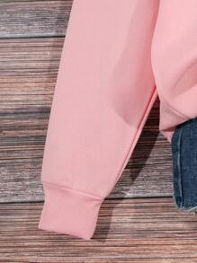 Plus Slogan Graphic Drop Shoulder Sweatshirt - Pink - View 3