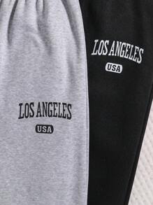 Sparklyn 青少年女孩2入組字母圖案彈性腰帶衛褲 - 彩色 - 查看 5