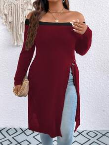 SHEIN Clasi Hơn Off Shoulder Chi tiết vòng Viền chia cắt Áo thun - Nhiều màu - Xem 5
