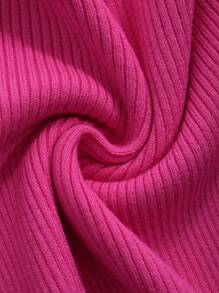 DAZY Turtleneck Ribbed Knit Sweater,Fall Women Clothes - Hot Pink - View 7