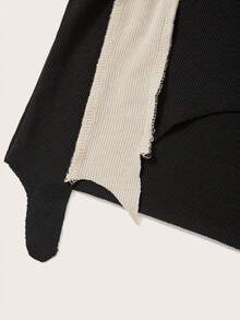 SHEIN ICON Letter Graphic Top-stitching Asymmetrical Hem Crop Tee - Apricot - View 8