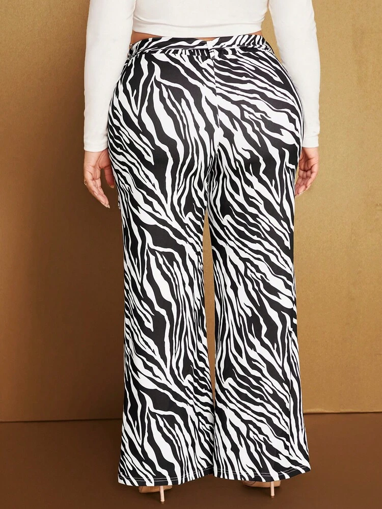 Plus Zebra Striped Flare Leg Pants
