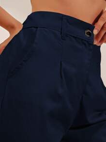 EURMUSE Fold Pleated Carrot Pants - Navy Blue - View 4