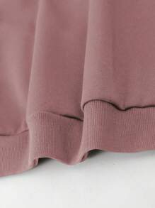 RueChic Men's Fleece Letter Patch Drop Shoulder Sweatshirt - Dusty Pink - View 6