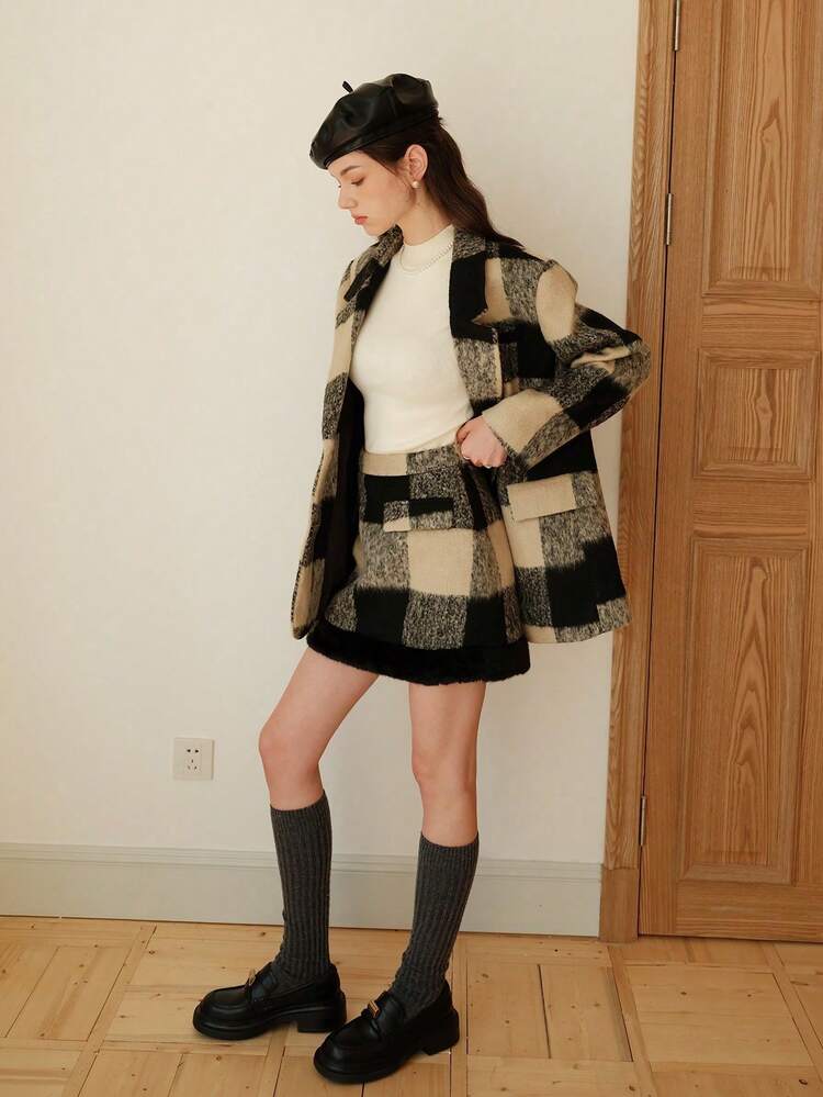 Top de cuello alto tejido de canalé - Beis - Añade 6