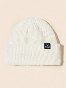 Prismatic Plum Tags Men Knitting Beanie - White - View 2