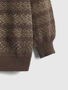 ROMWE Academia 毛衣套頭 - 咖啡棕 - 查看 3