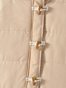 Young Boy Hooded Duffle Button Front Padded Coat - Apricot - View 6