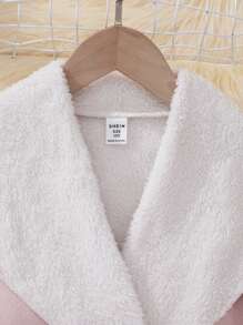 SHEIN Tween Girl Fuzzy Trim Double Breasted Belted Coat