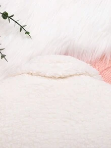 SHEIN Baby Girl Lapel Neck Vest Teddy Coat - Beige - View 3