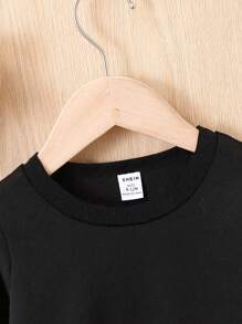 Baby Boy Letter & Spider Web Print Sweatshirt - Black - View 5