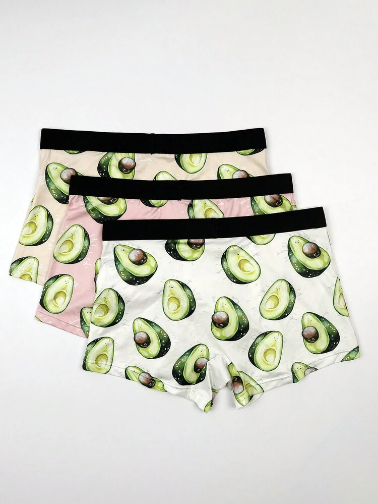 Men'S Avocado Print Boxer Brief ,3 Pcs